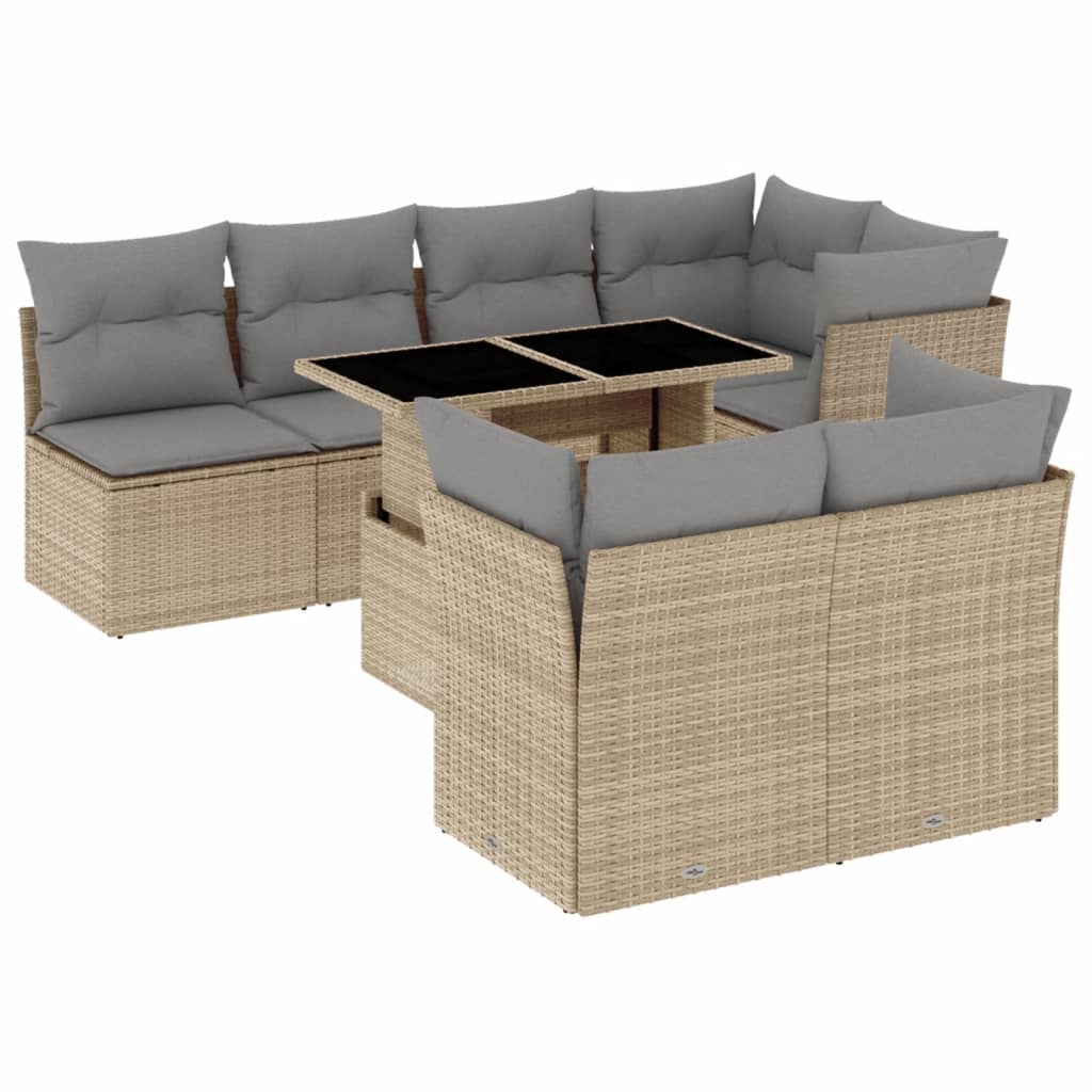 sofasæt til haven 8 dele med hynder polyrattan beige