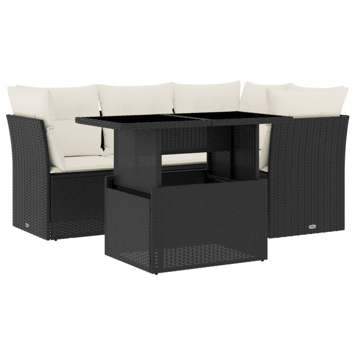 sofasæt til haven 5 dele med hynder polyrattan sort