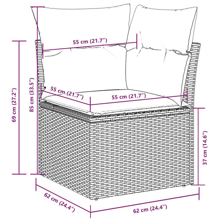 sofasæt til haven 7 dele med hynder polyrattan sort