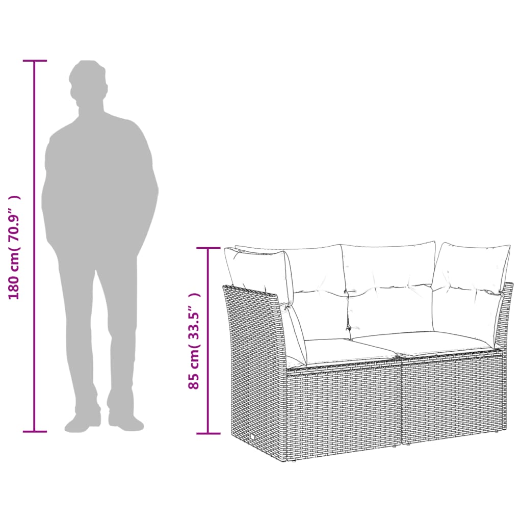 sofaesæt til haven 7 dele med hynder polyrattan grå
