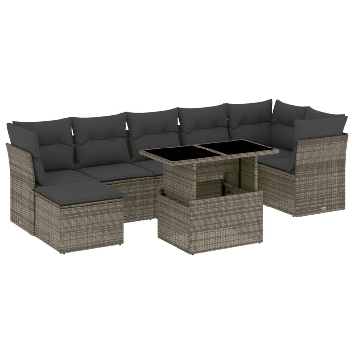 sofasæt til haven 8 dele med hynder polyrattan grå