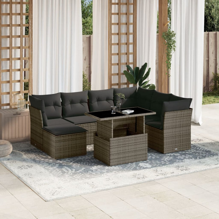 sofasæt til haven 8 dele med hynder polyrattan grå