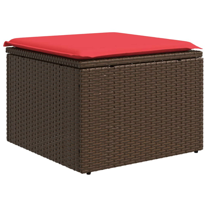 havesofasæt med 9 dele og hynder brun polyrattan