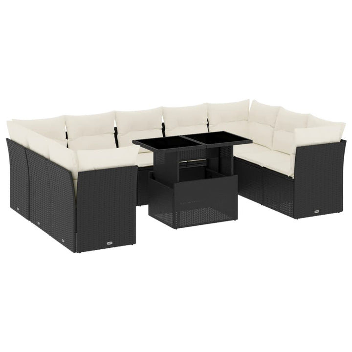 sofasæt til haven 10 dele med hynder polyrattan sort