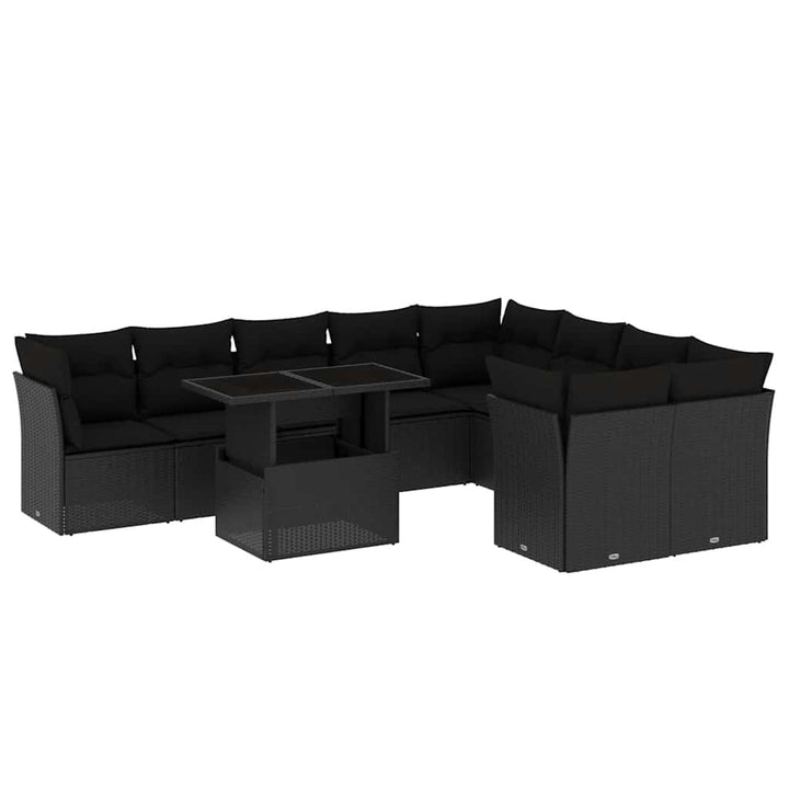 sofasæt til haven 10 dele med hynder polyrattan sort