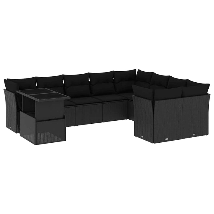 sofasæt til haven 10 dele med hynder polyrattan sort