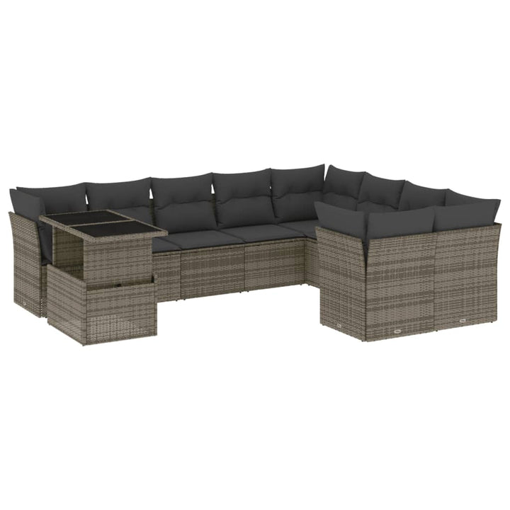 sofasæt til haven 10 dele med hynder polyrattan grå