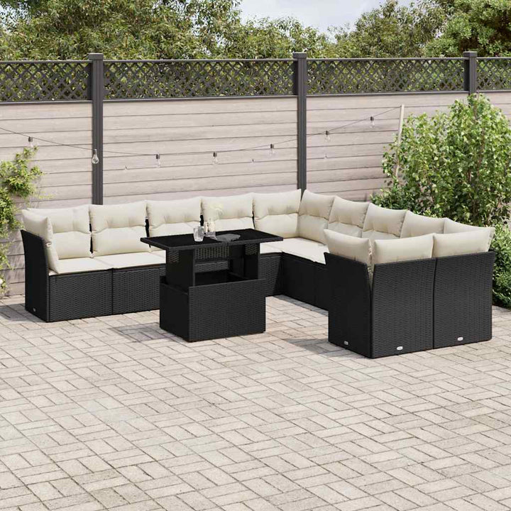 sofasæt til haven 11 dele med hynder polyrattan sort