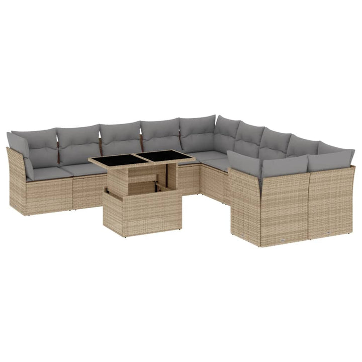 sofasæt til haven 11 dele med hynder polyrattan beige