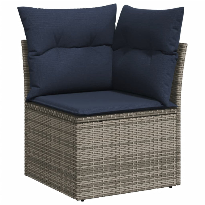 havesofasæt med 5 dele og hynder grå polyrattan