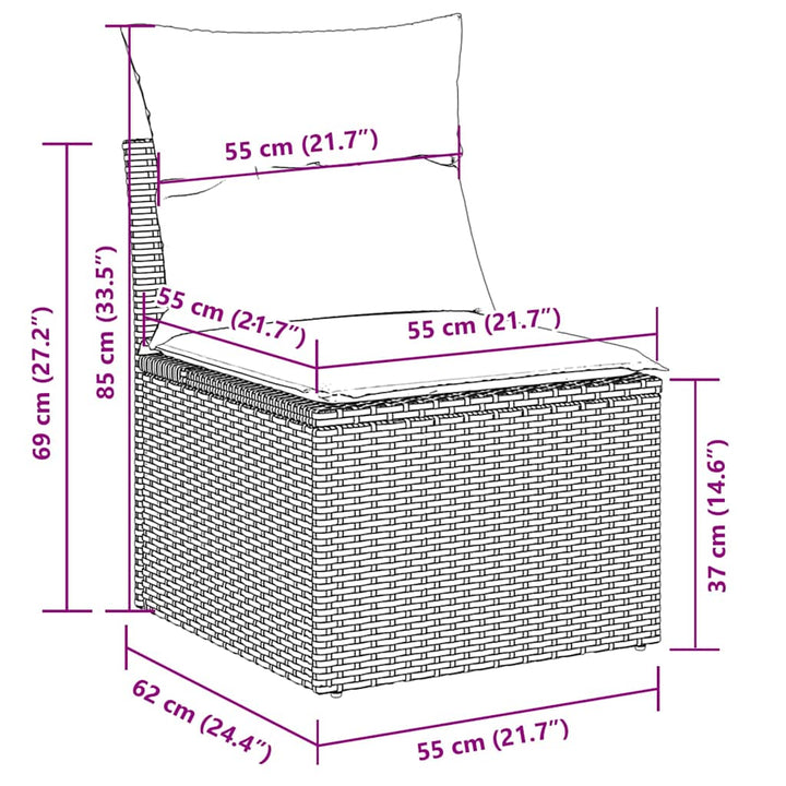 sofasæt til haven 9 dele med hynder polyrattan beige