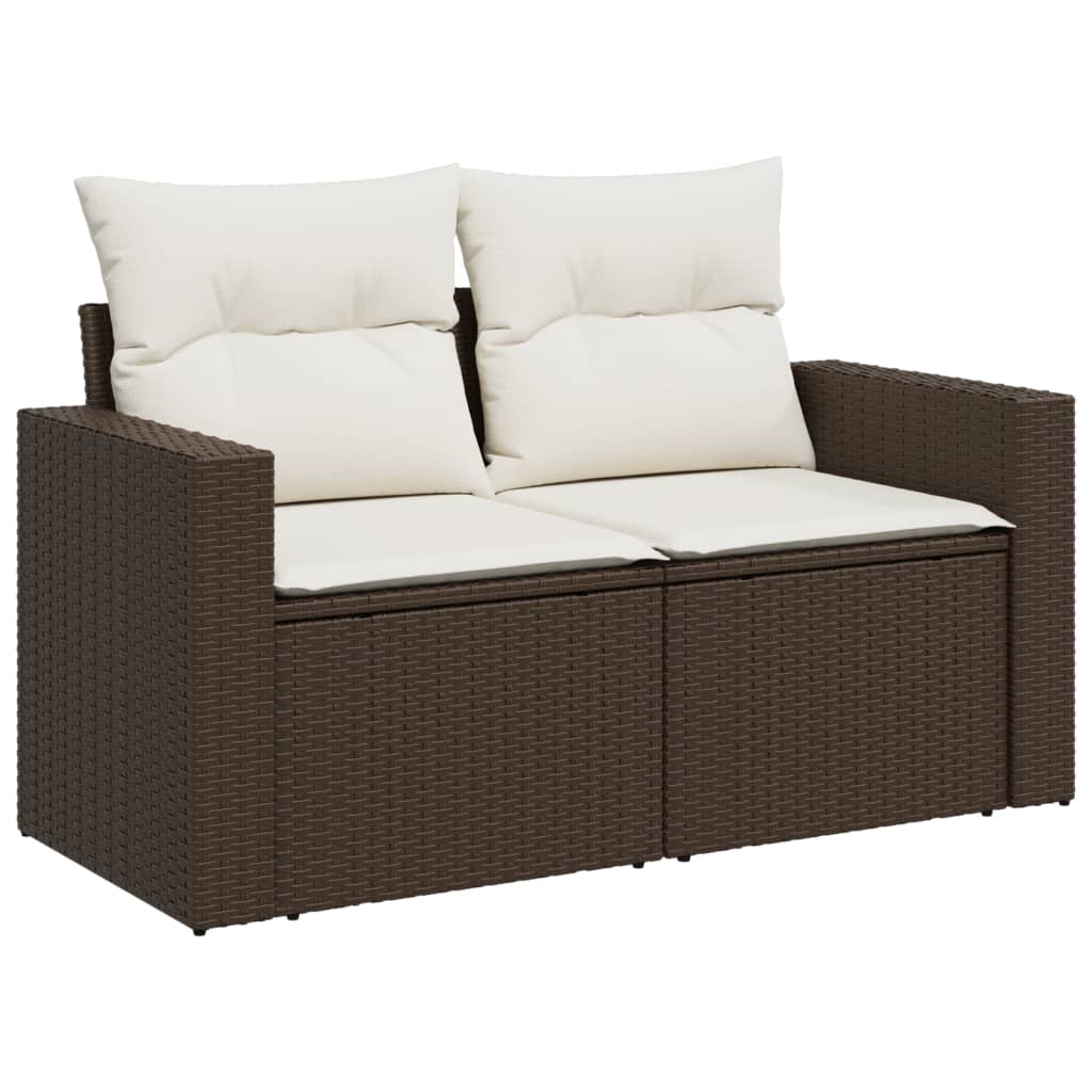 sofasæt til haven 7 dele med hynder polyrattan brun
