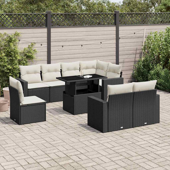 sofasæt til haven 9 dele med hynder polyrattan sort