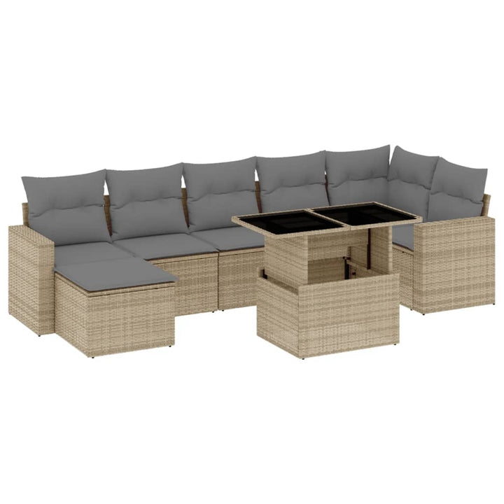 sofasæt til haven 8 dele med hynder polyrattan beige
