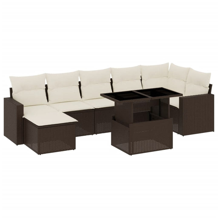 sofasæt til haven 8 dele med hynder polyrattan brun