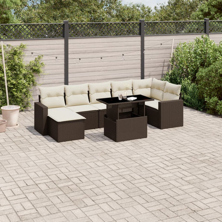 sofasæt til haven 8 dele med hynder polyrattan brun