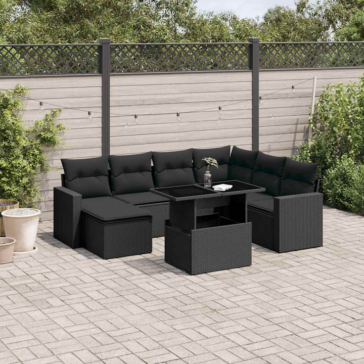 sofasæt til haven 8 dele med hynder polyrattan sort