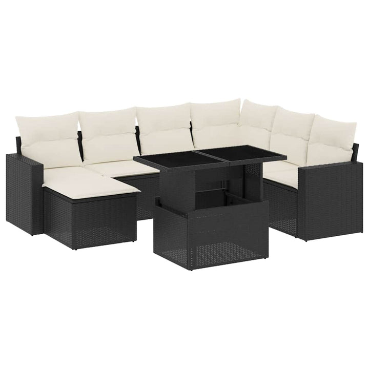 sofasæt til haven 8 dele med hynder polyrattan sort