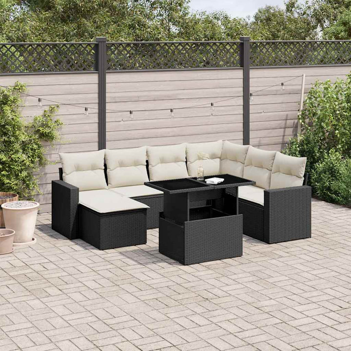 sofasæt til haven 8 dele med hynder polyrattan sort