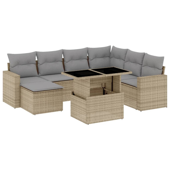 sofasæt til haven 8 dele med hynder polyrattan beige