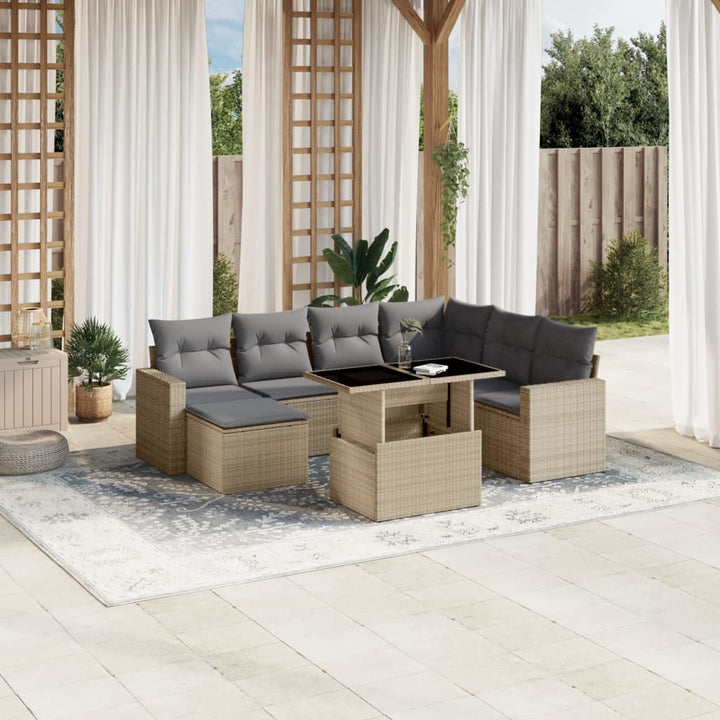 sofasæt til haven 8 dele med hynder polyrattan beige