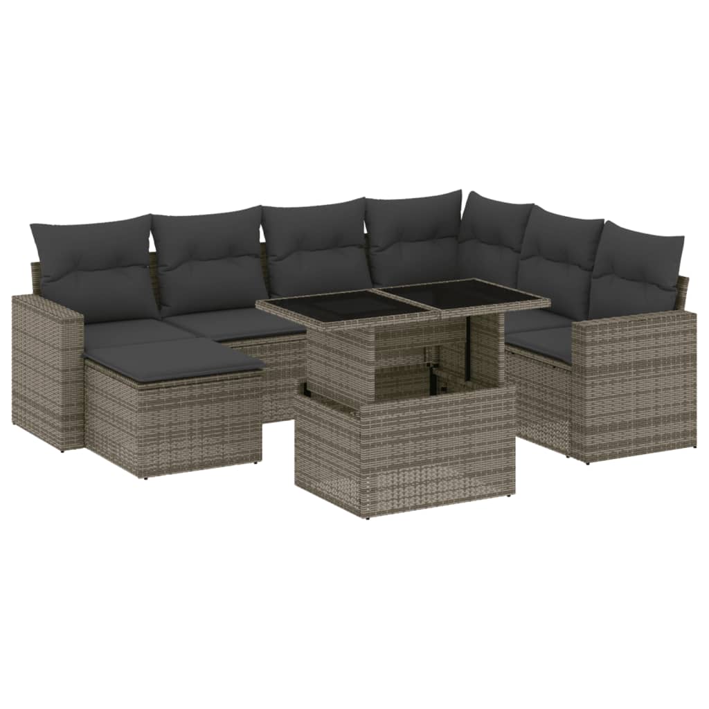 sofasæt til haven 8 dele med hynder polyrattan grå
