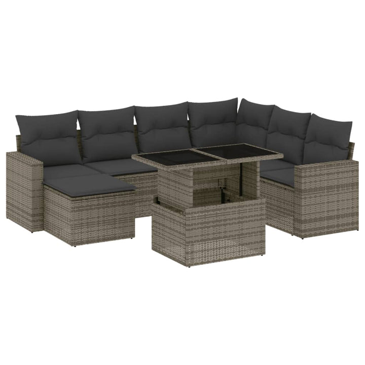 sofasæt til haven 8 dele med hynder polyrattan grå