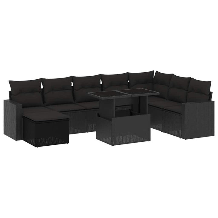 sofasæt til haven 9 dele med hynder polyrattan sort