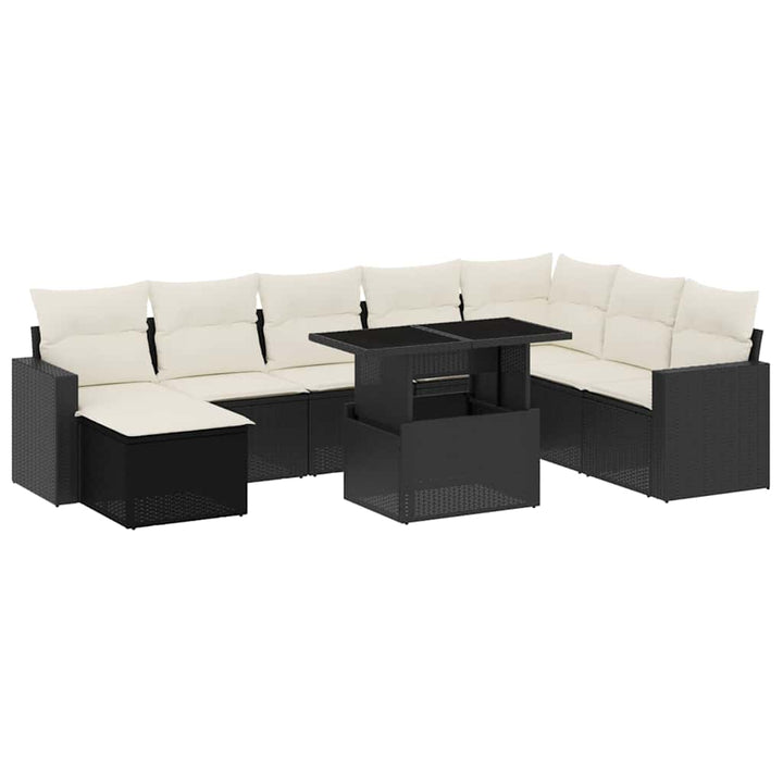 sofasæt til haven 9 dele med hynder polyrattan sort