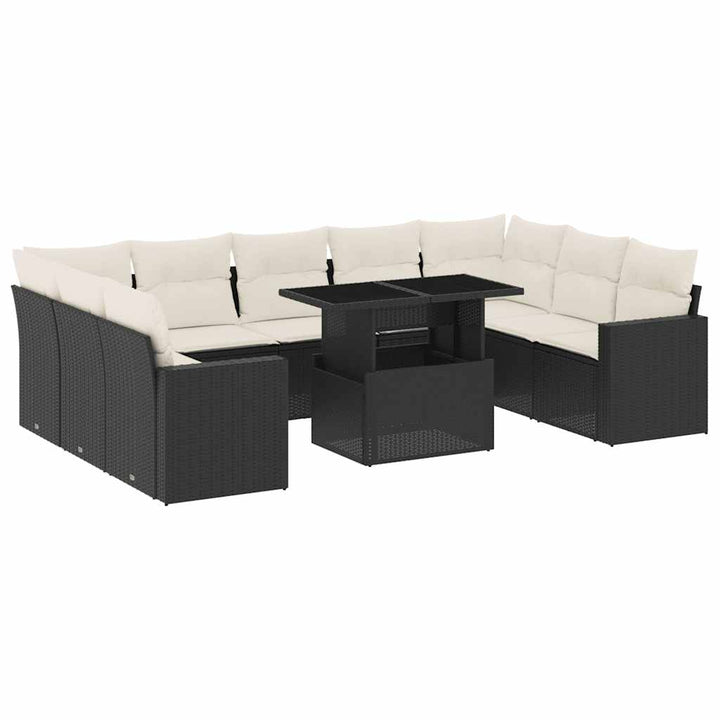 sofasæt til haven 10 dele med hynder polyrattan sort