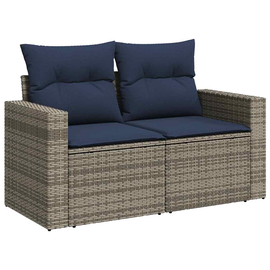 havesofasæt med 10 dele og hynder grå polyrattan