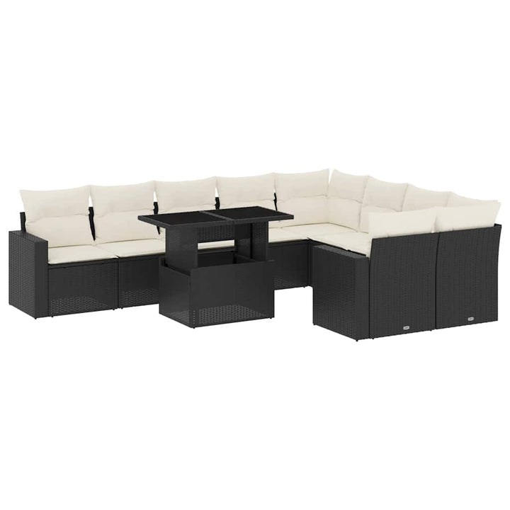 sofasæt til haven 10 dele med hynder polyrattan sort