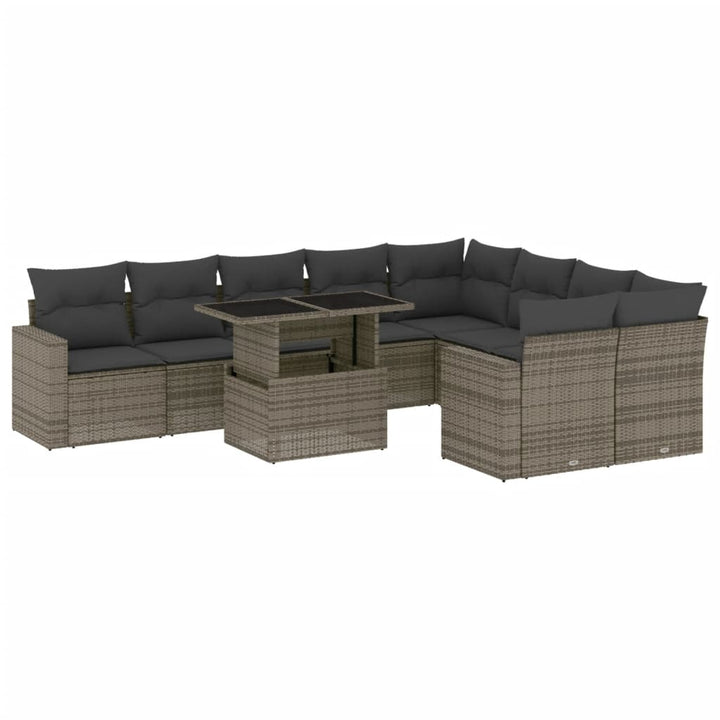 sofasæt til haven 10 dele med hynder polyrattan grå