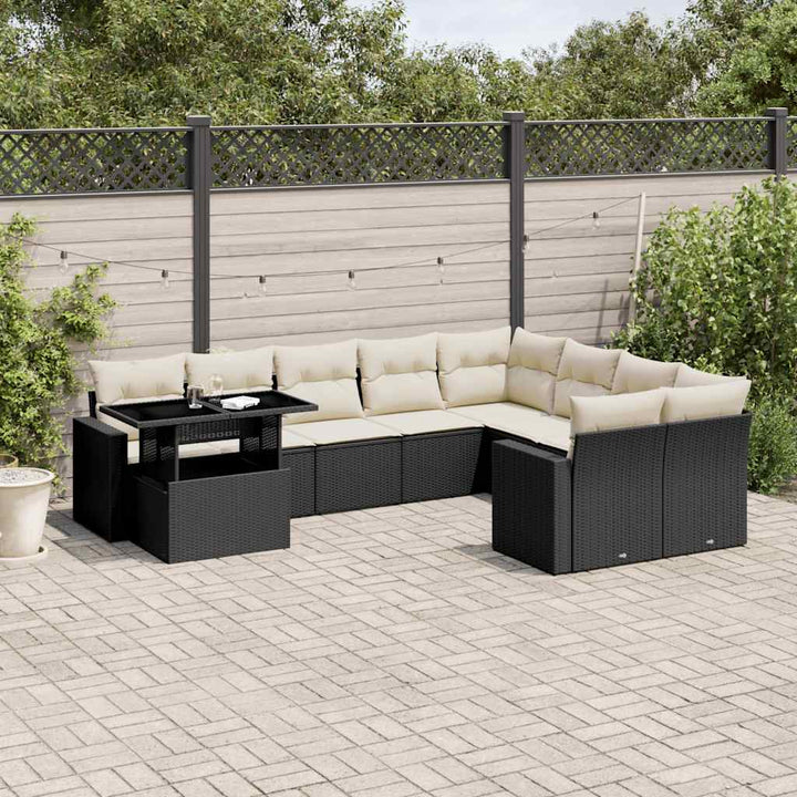 sofasæt til haven 10 dele med hynder polyrattan sort