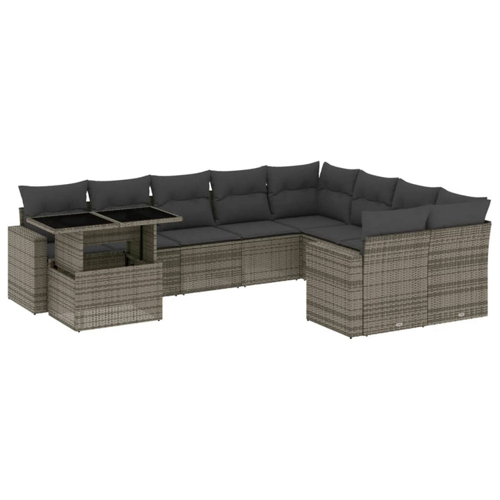 sofasæt til haven 10 dele med hynder polyrattan grå