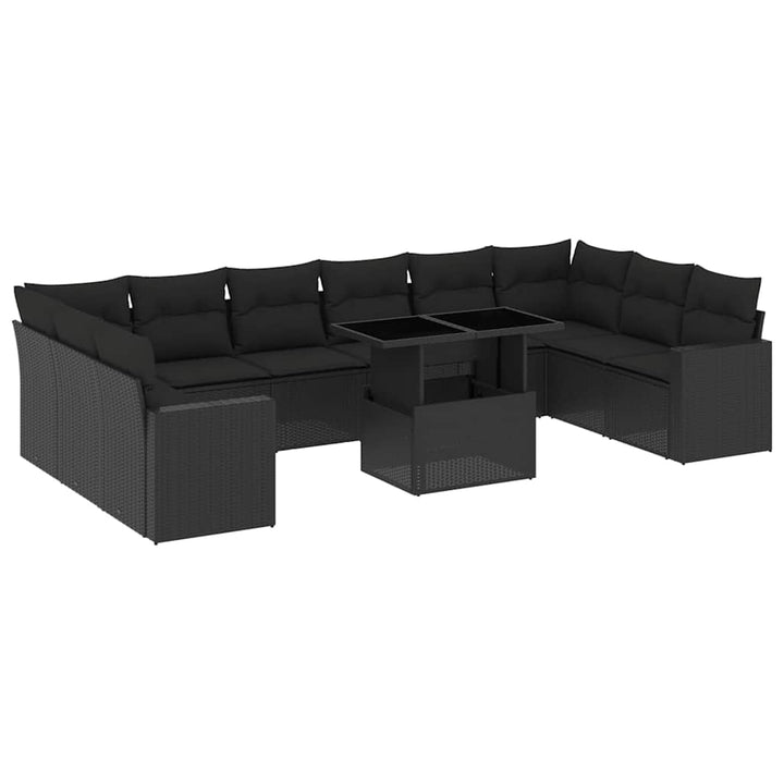 sofasæt til haven 11 dele med hynder polyrattan sort