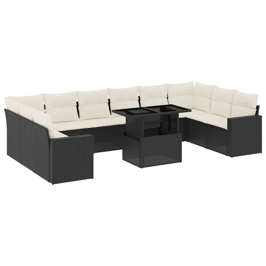 sofasæt til haven 11 dele med hynder polyrattan sort