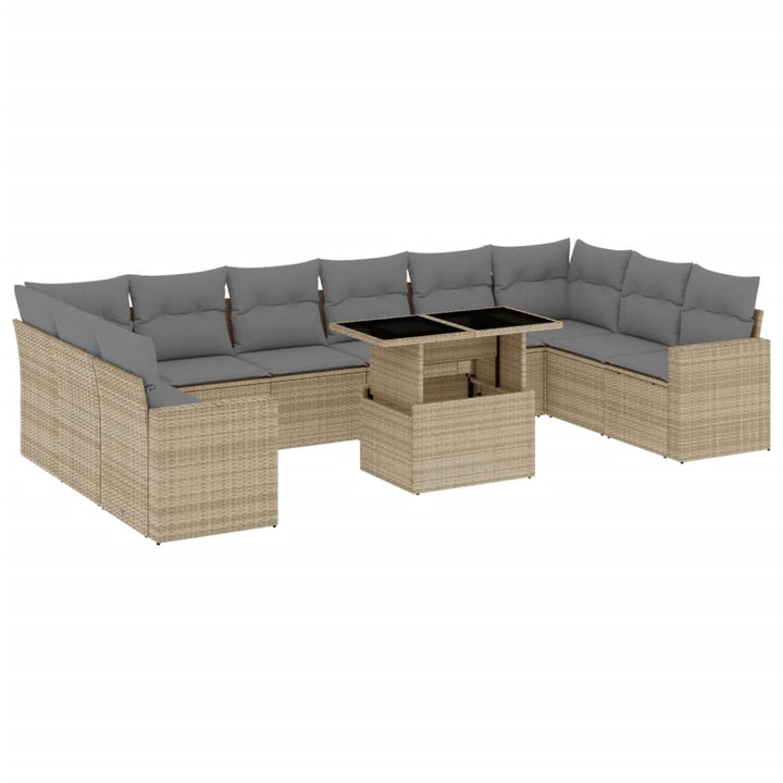 sofasæt til haven 11 dele med hynder polyrattan beige