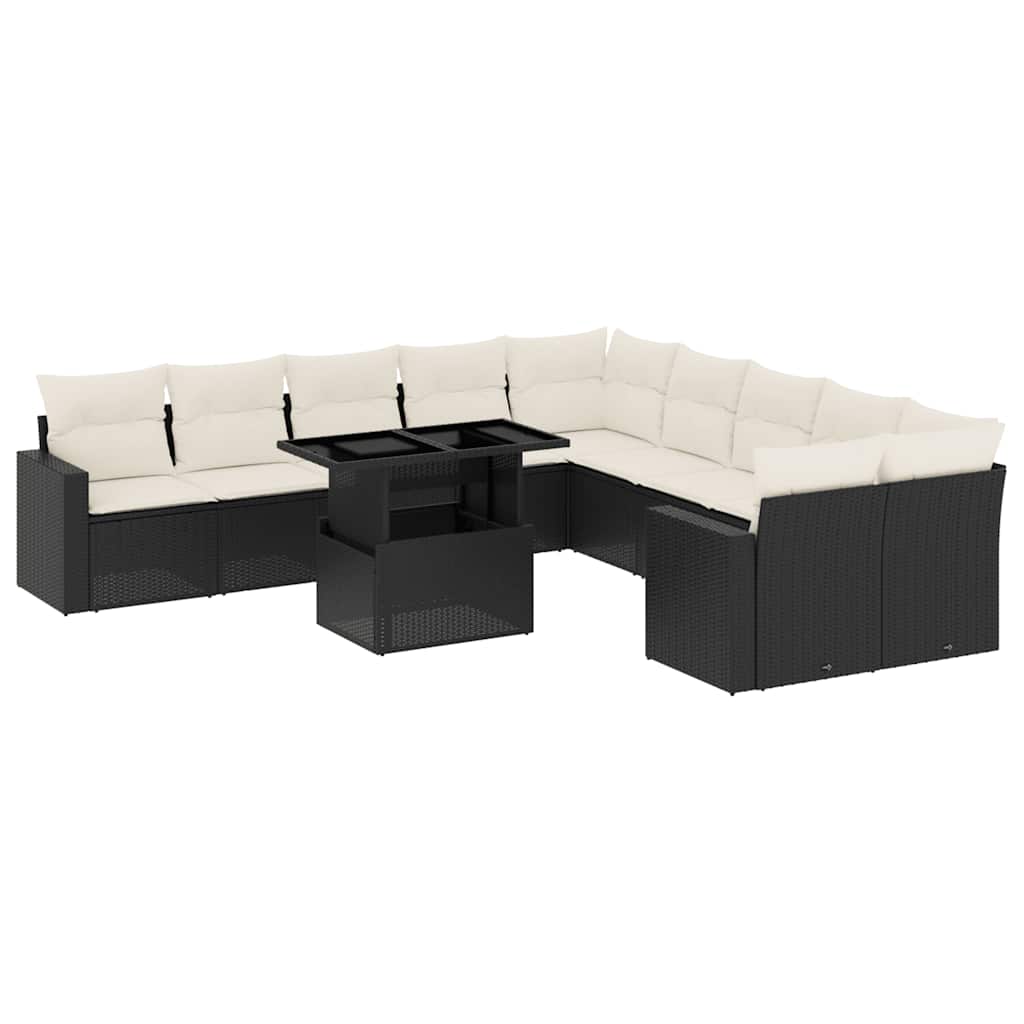 sofasæt til haven 11 dele med hynder polyrattan sort