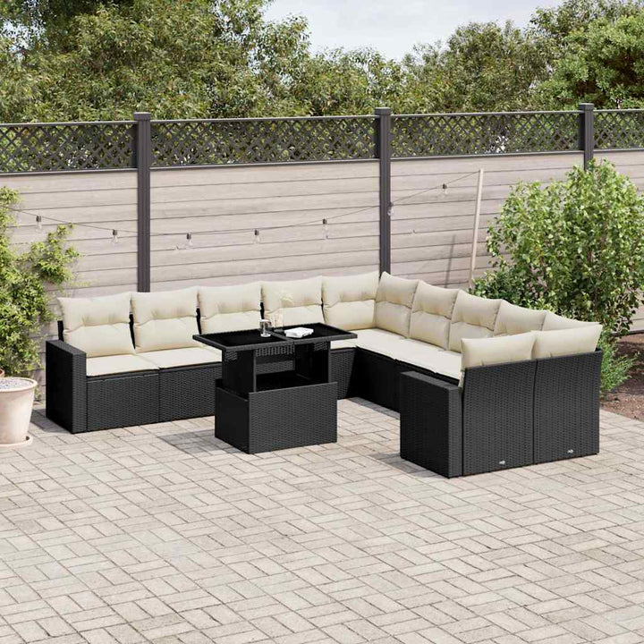 sofasæt til haven 11 dele med hynder polyrattan sort