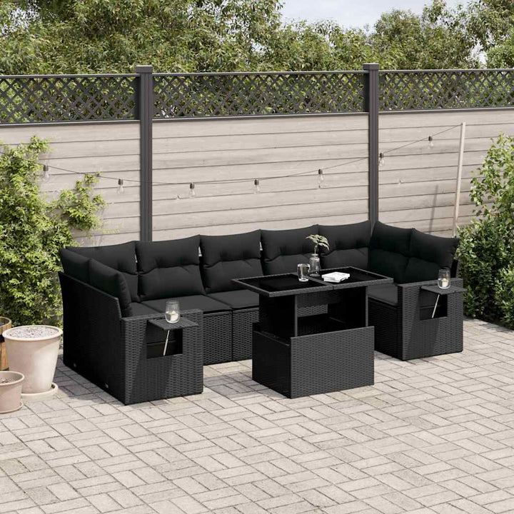 sofasæt til haven 8 dele med hynder polyrattan sort