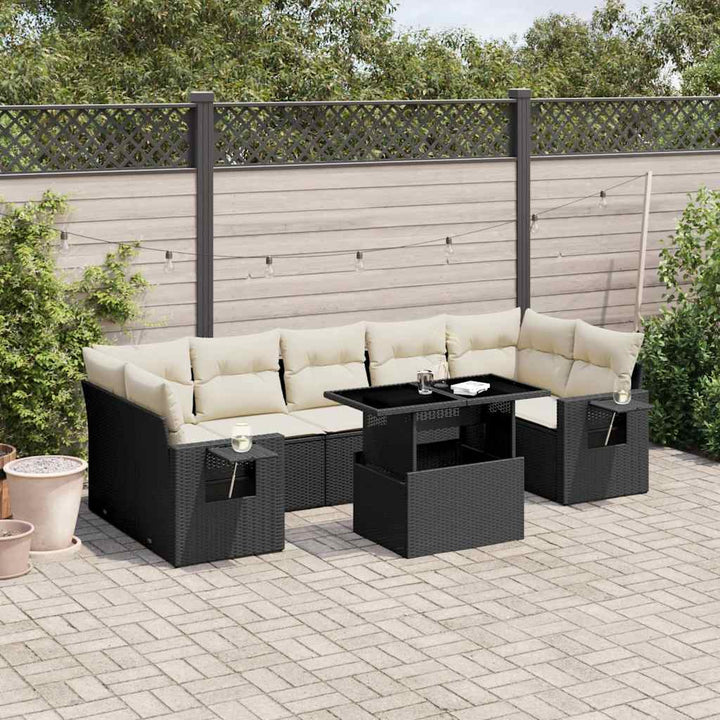 sofasæt til haven 8 dele med hynder polyrattan sort