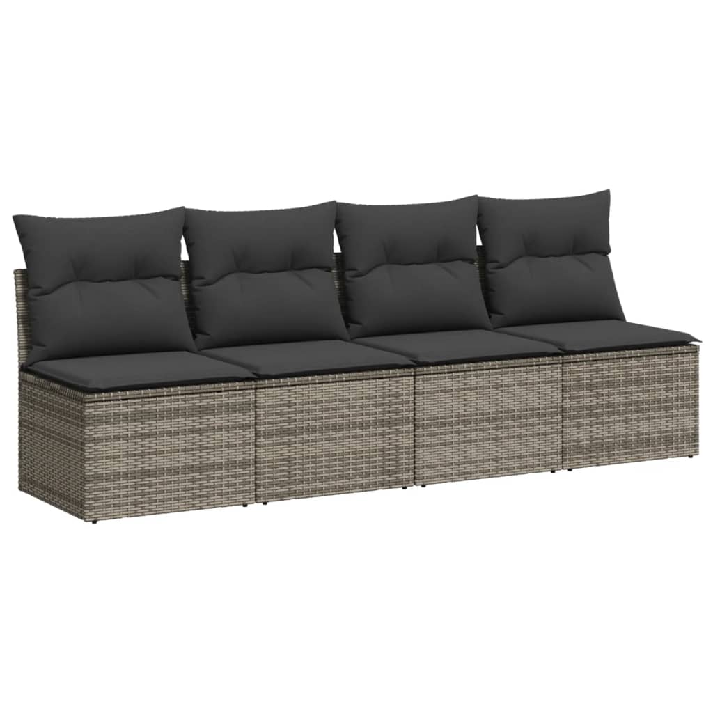 sofasæt til haven 9 dele med hynder polyrattan grå