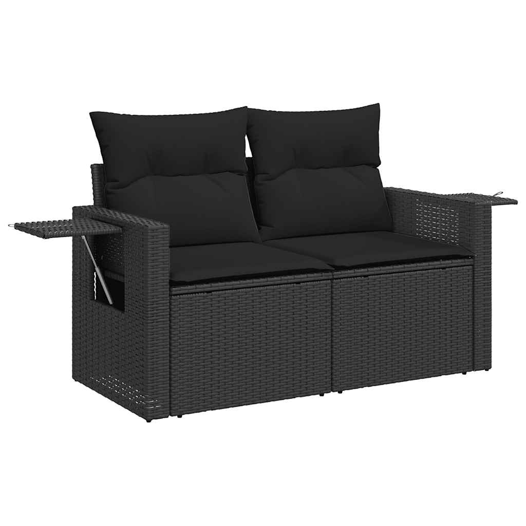 sofasæt til haven 7 dele med hynder polyrattan sort