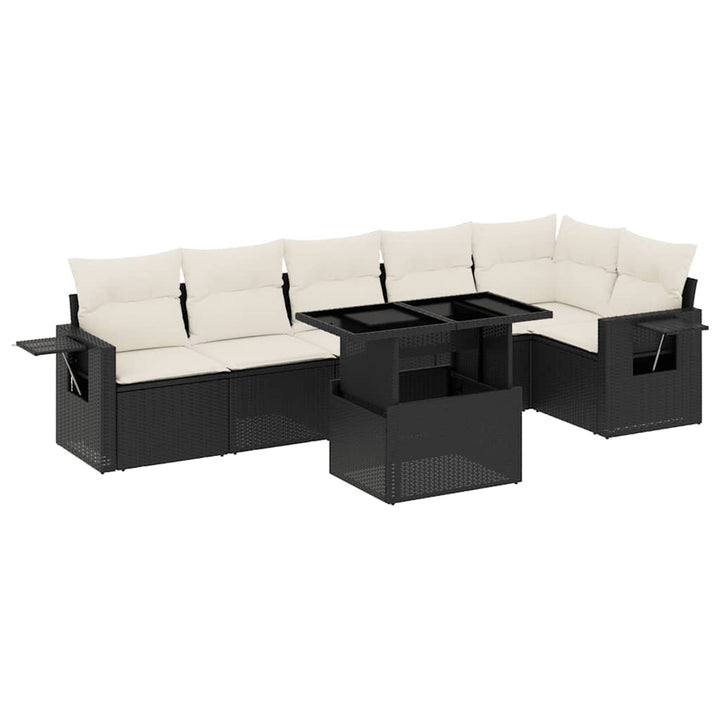sofasæt til haven 7 dele med hynder polyrattan sort