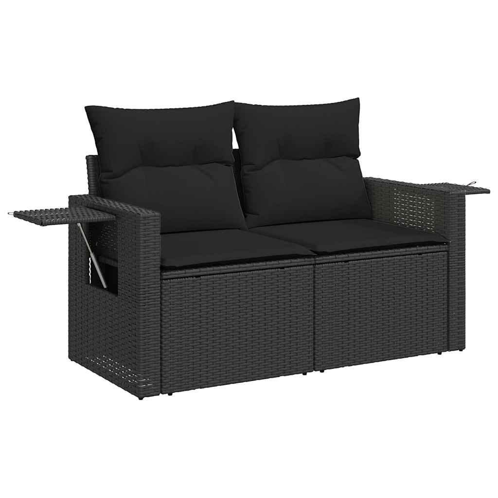 sofasæt til haven 7 dele med hynder polyrattan sort