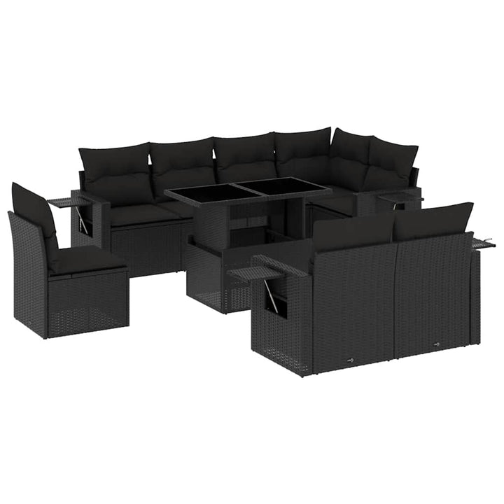 sofasæt til haven 9 dele med hynder polyrattan sort
