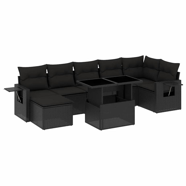 sofasæt til haven 8 dele med hynder polyrattan sort