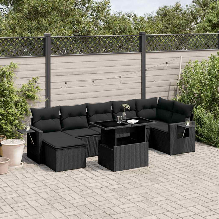 sofasæt til haven 8 dele med hynder polyrattan sort