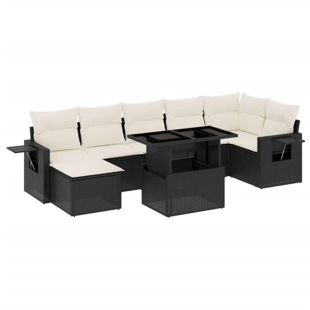 sofasæt til haven 8 dele med hynder polyrattan sort
